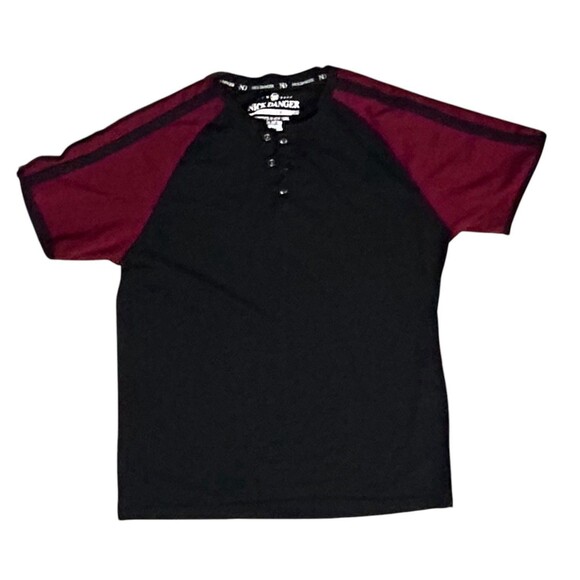 Nick Danger Mens Medium Black Cotton Spandex V-Neck T-Shirt Short Sleeve Stretch - Picture 1 of 3